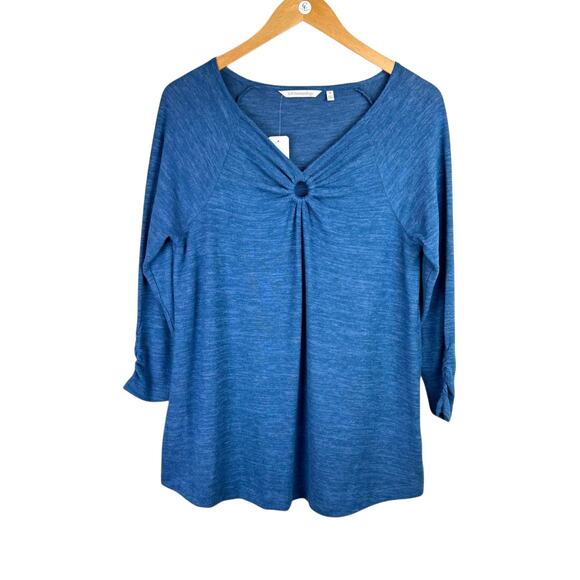 Soft Surroundings NWT Cecelia Blue Soft Knit Round Keyhole Casual Sweater Top - Picture 8 of 12